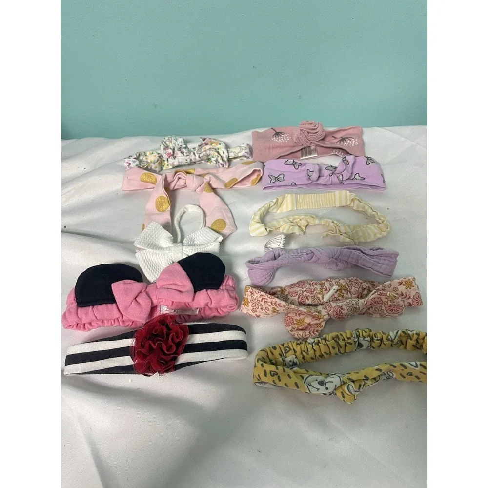11  Colorful Bow Headbands set‎ baby toddler girl nylon bulk  lot BinR